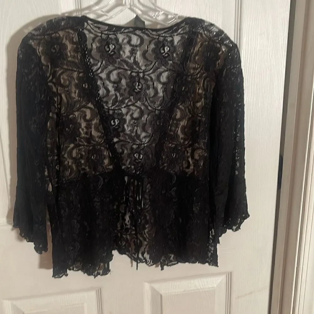 Bisou Bisou Michele Bohbot 2 pc. Black Lace Skirt Set